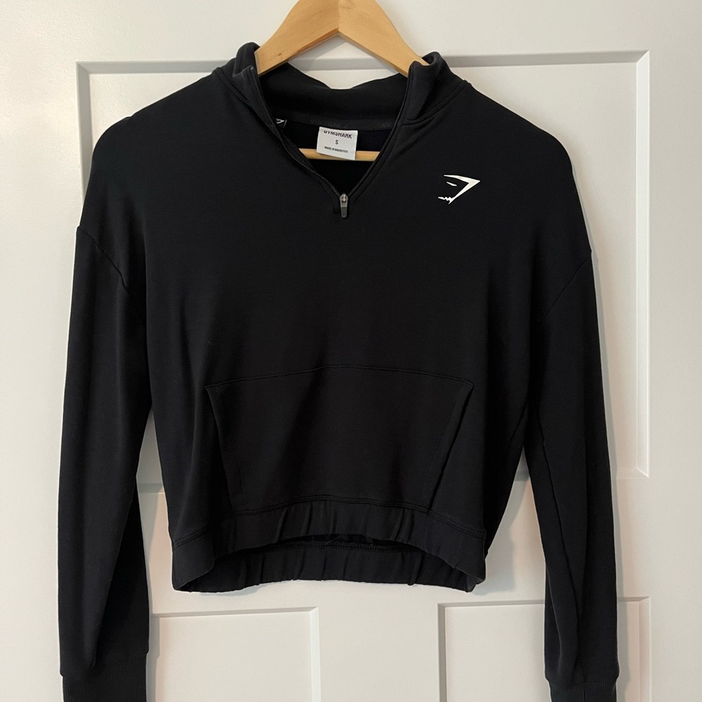 Gymshark Black Cropped Quarter-Zip Pullover